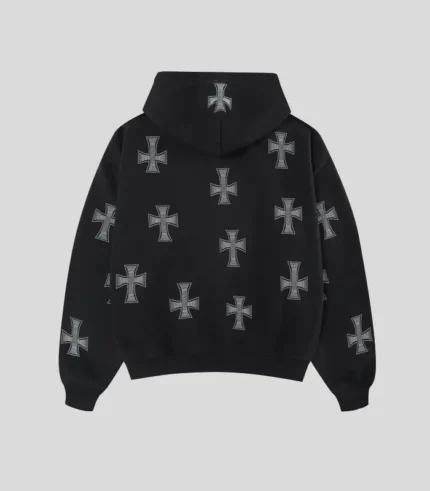 BLACK WHITE RHINESTONE HOODIE 1 2