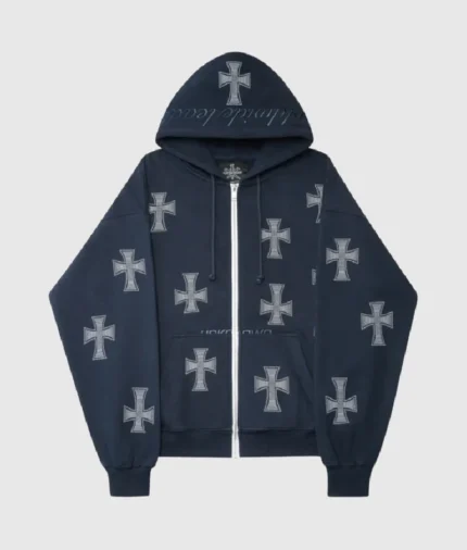 Unknown London Rhinestone Hoodie NavyWhite 3