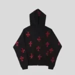 Unknown Black x Red Rhinestone Cross Zip Hoodie 1 150x171 2