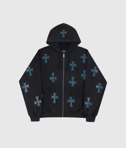 Unknown Stonewashed Rhinestone Hoodie Black 4